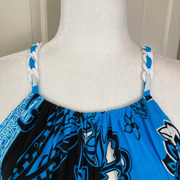 Boston Proper Pop-Art Halter Dress w Fun Plastic Chain Straps  SZ 12 - Picture 2 of 12